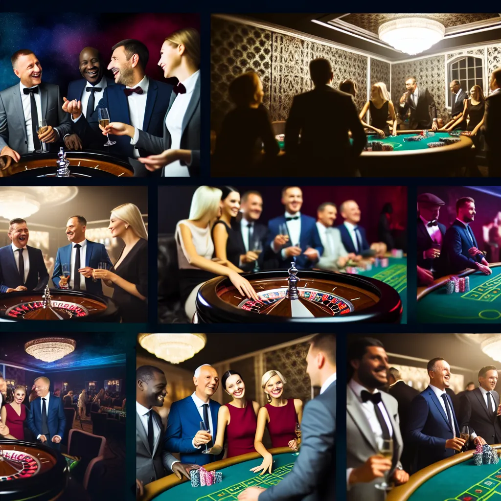 Pracownicy bawiący się przy stołach casino na evencie firmowym