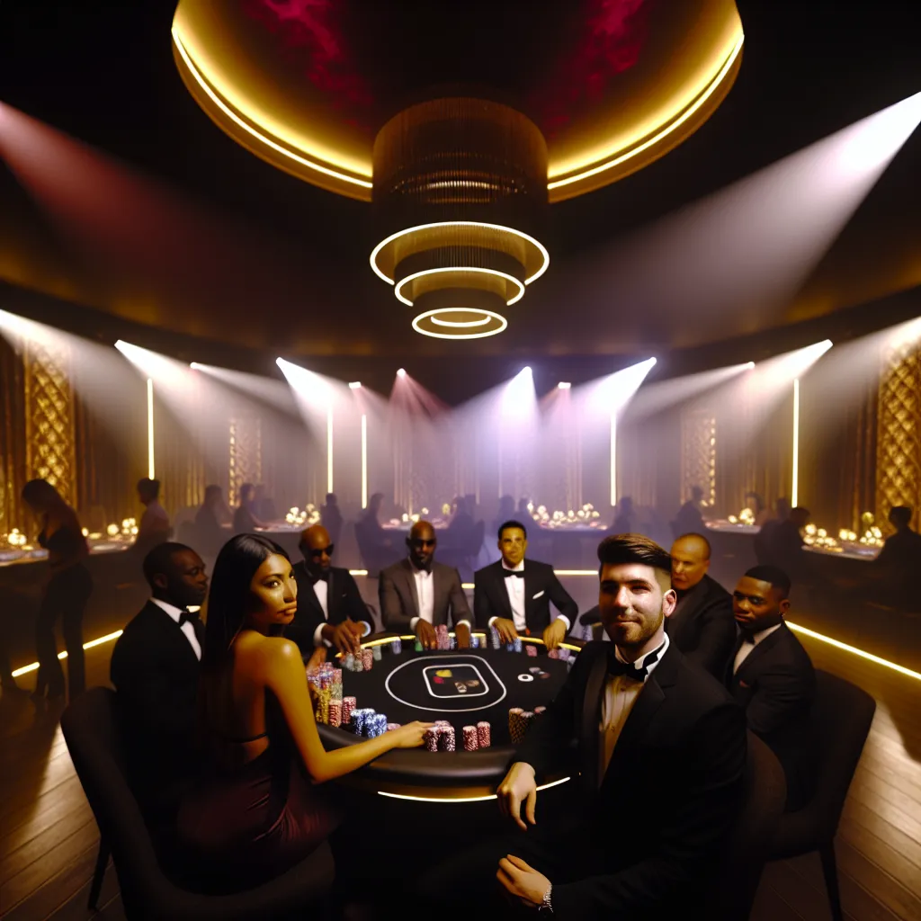 Elegancki stół pokerowy Moventertain Club w nocnej, klubowej oprawie