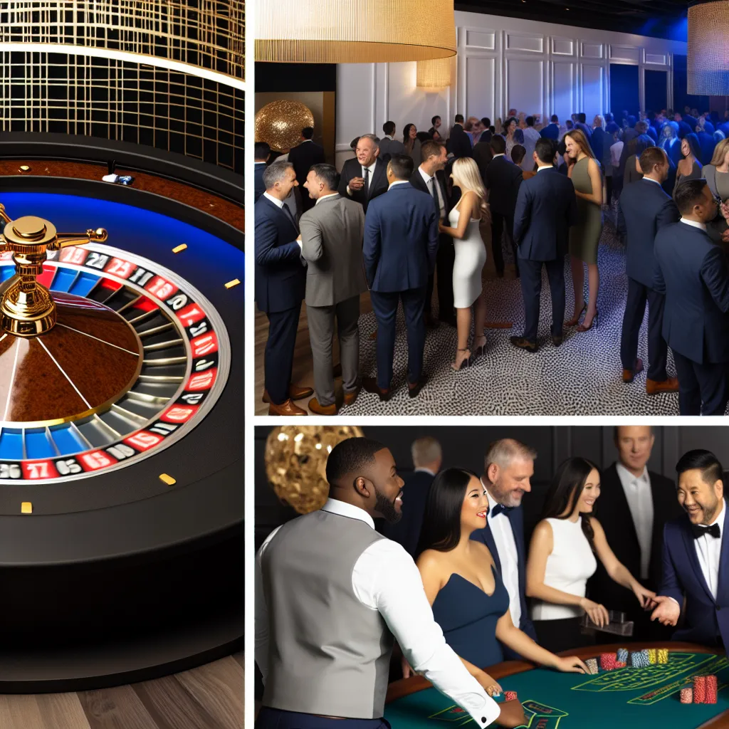 Mobilne stoły do ruletki i blackjacka na eleganckim evencie
